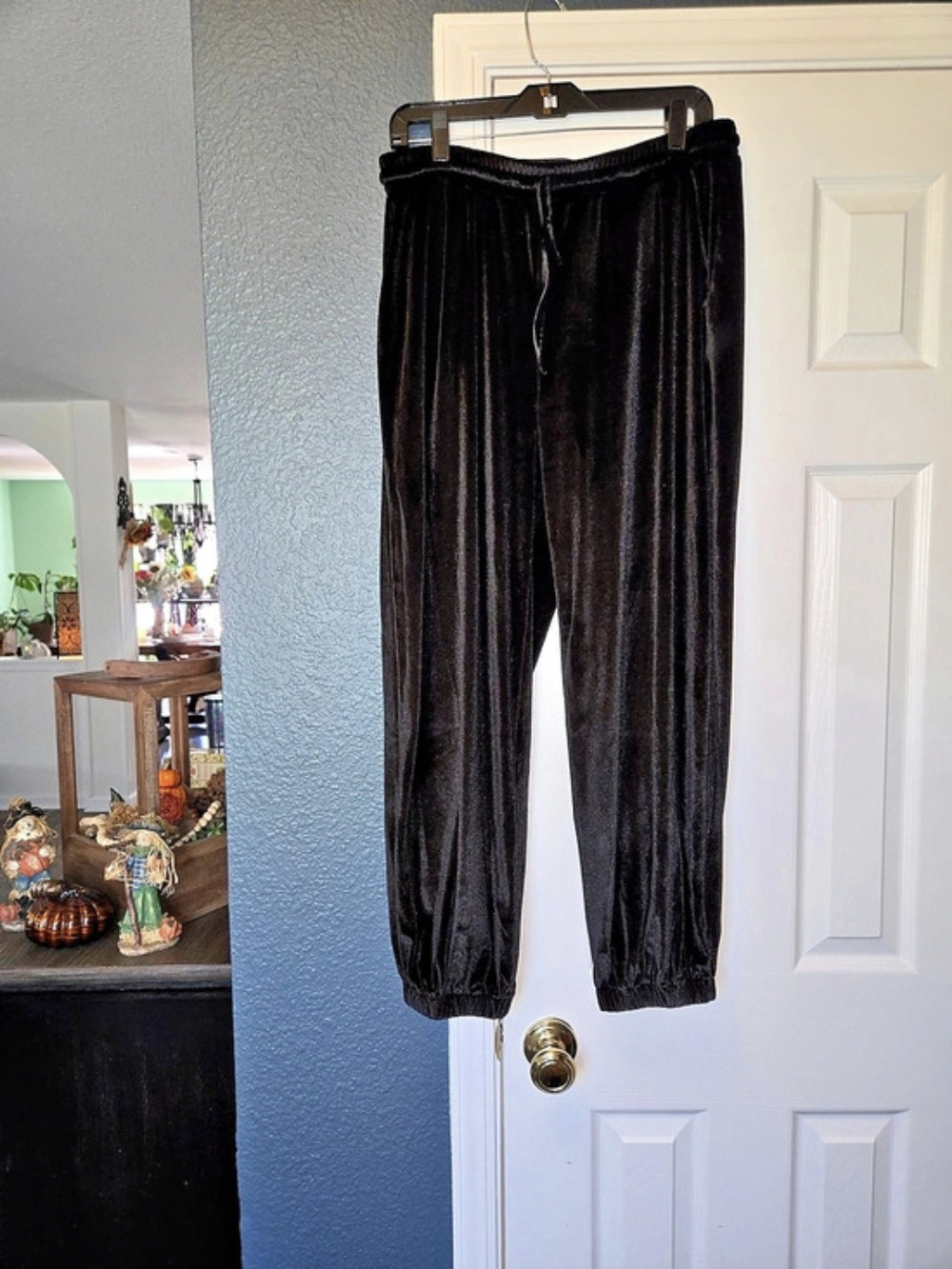 Odana's Black Velvet Jogger Pants Size XL NWOT